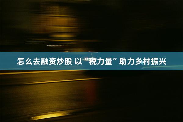 怎么去融资炒股 以“税力量”助力乡村振兴