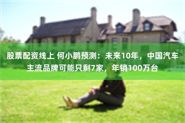 股票配资线上 何小鹏预测：未来10年，中国汽车主流品牌可能只剩7家，年销100万台