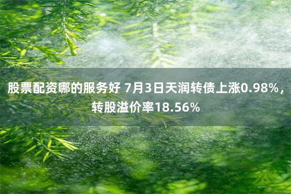 股票配资哪的服务好 7月3日天润转债上涨0.98%，转股溢价率18.56%